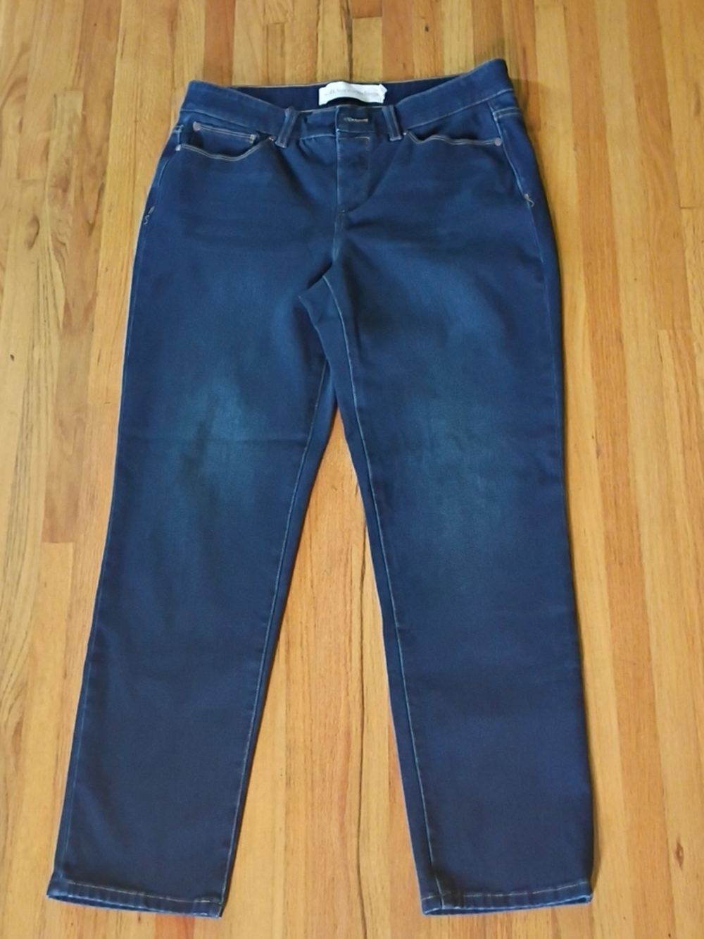 Soft Surroundings Dark Wash Navy Straight-Leg Jeans Size M